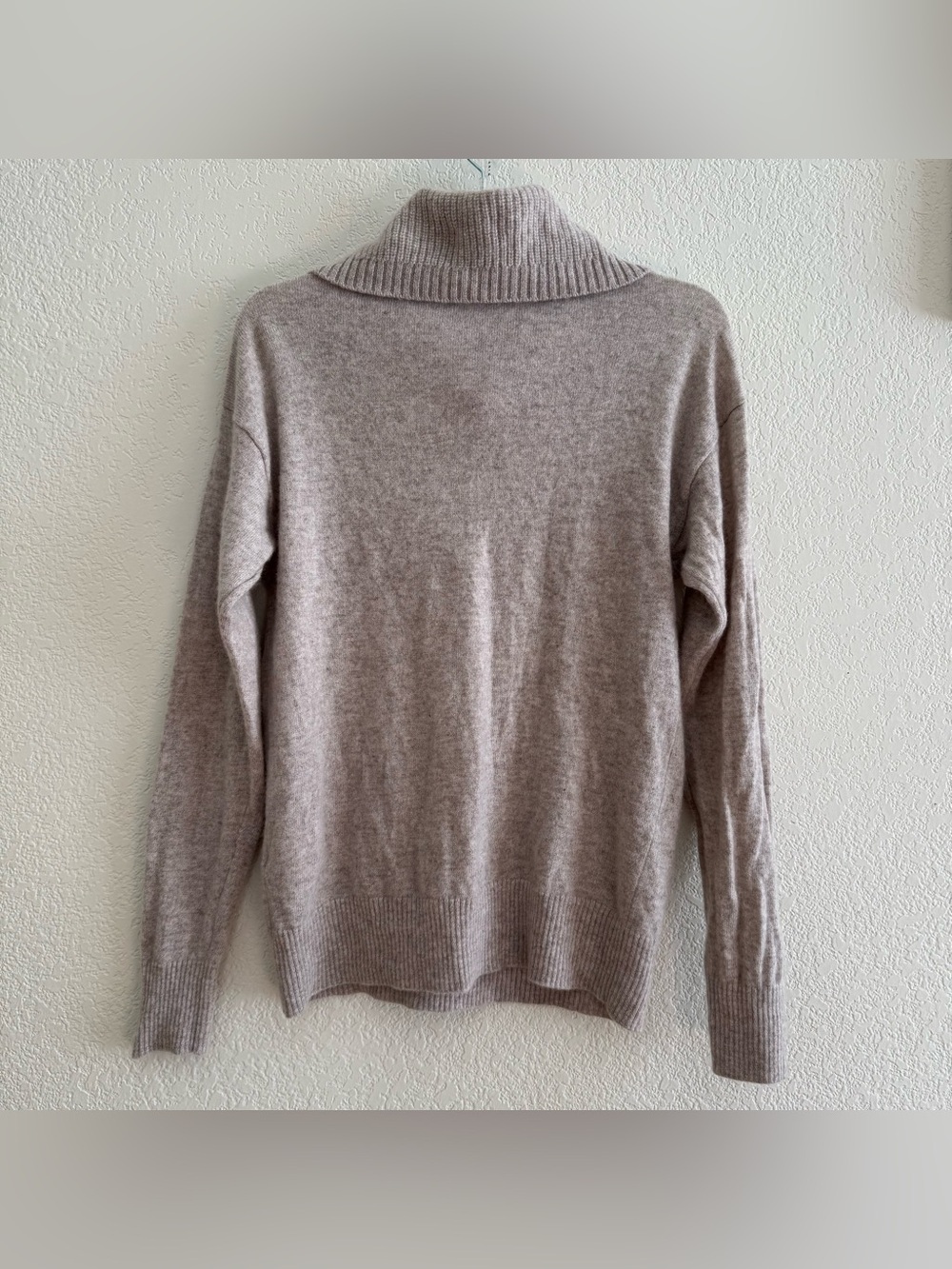 Cashmere Charter Club Luxury Beige 1/4 Zip Turtleneck Sweater Knit Minimalist M - Picture 4 of 8